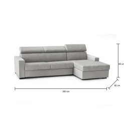 Divano letto con penisola Alibella, Cm 260x95h85,<Dmora Hot