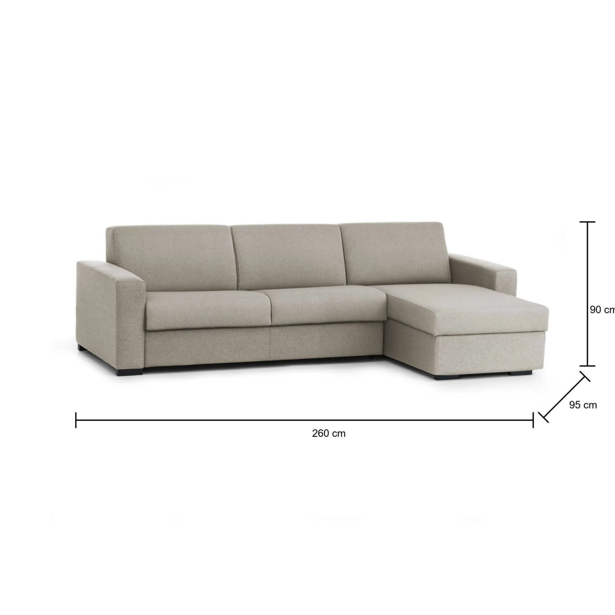 Divano letto con penisola Allegria, Cm 260x95h90,<Dmora Online