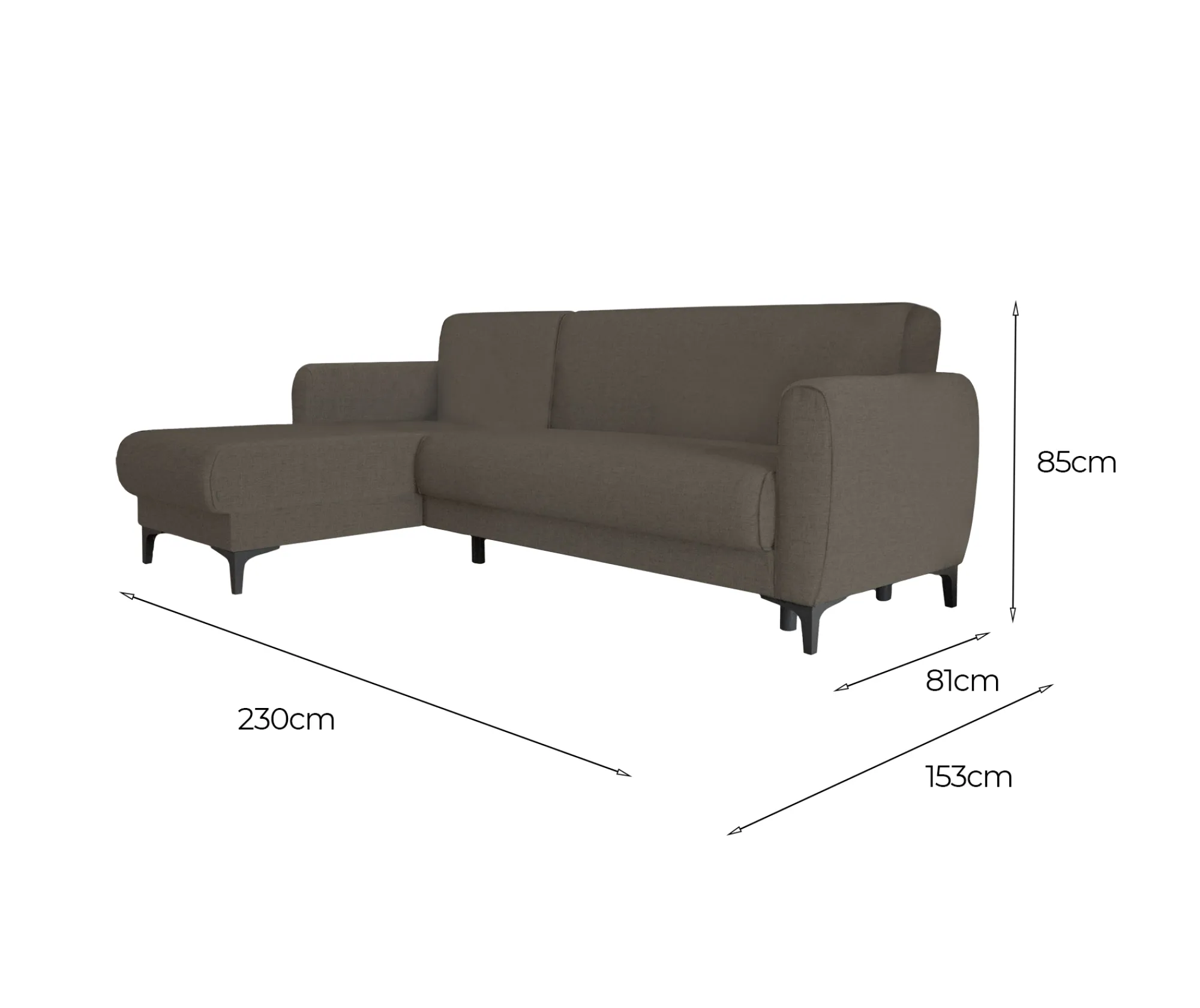 Divano letto con penisola Aber, 230x153h85 cm,<Dmora Discount