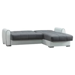 Divano letto con penisola Argos, 246x160h91 cm, Bianco e Grigio<Dmora Best Sale