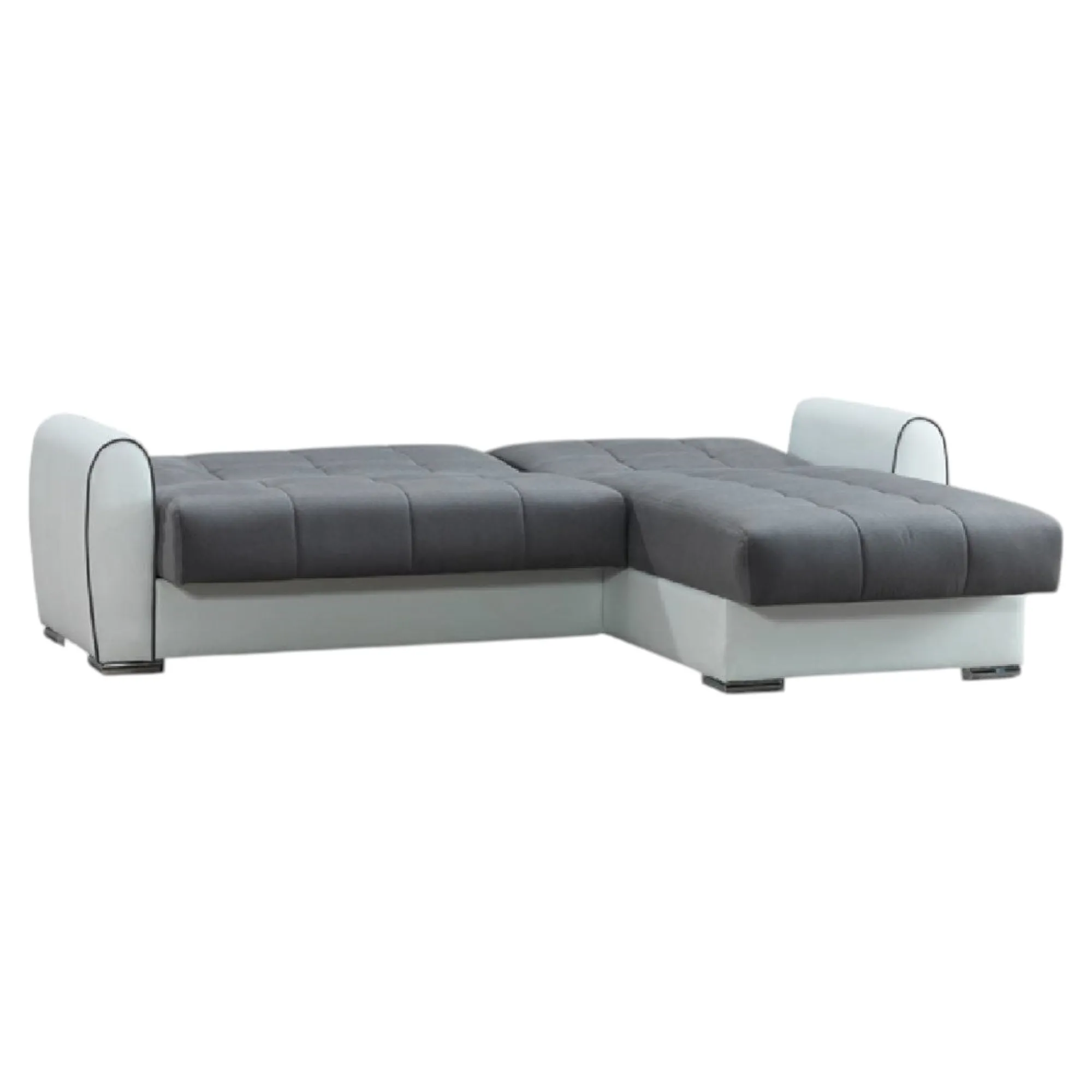 Divano letto con penisola Argos, 246x160h91 cm, Bianco e Grigio<Dmora Best Sale