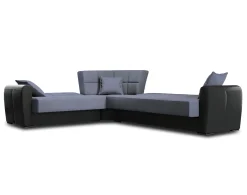 Divano letto con penisola Dgytkja, 305x238h91 cm, Nero e Grigio<Dmora Sale