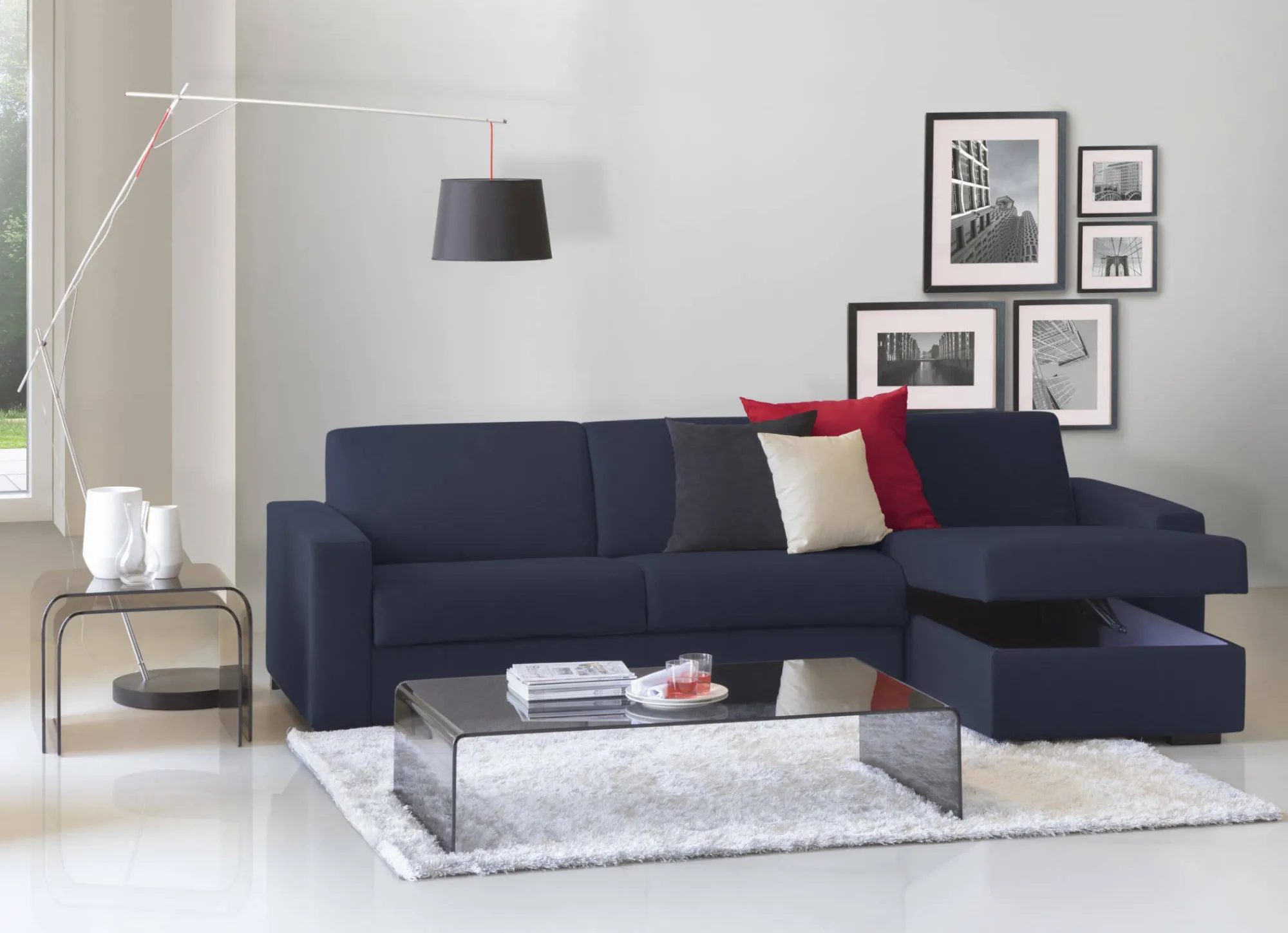 Divano letto con penisola Aika, Cm 280x95h90,<Dmora Online