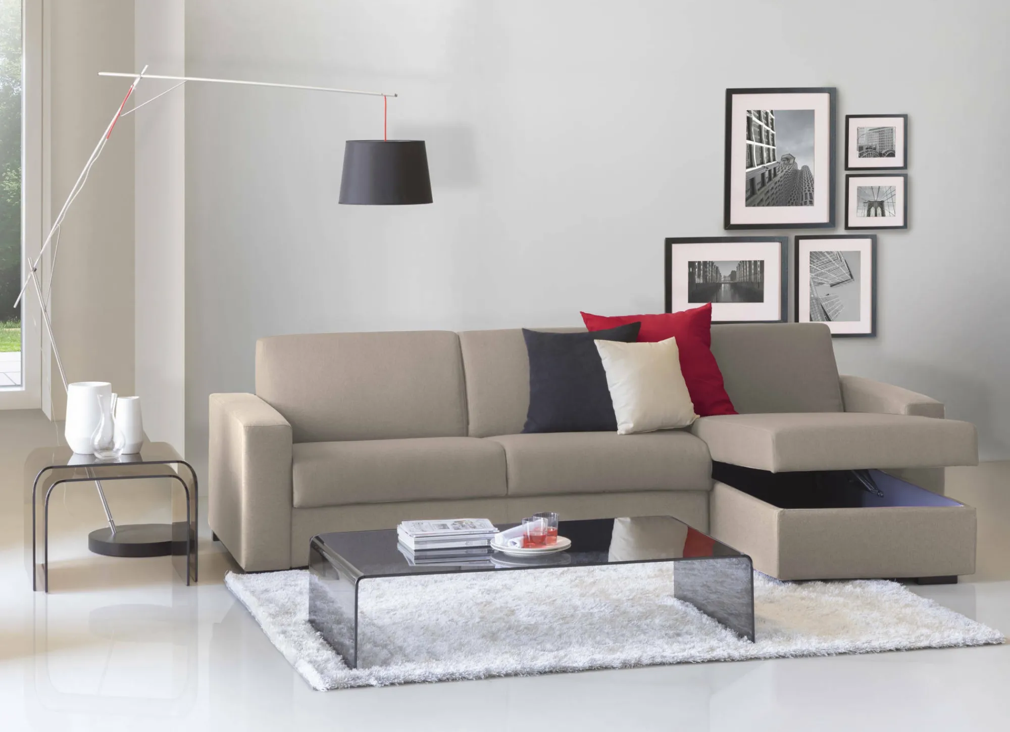 Divano letto con penisola Aika, Cm 280x95h90,<Dmora Hot
