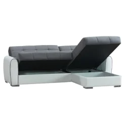 Divano letto con penisola Argos, 246x160h91 cm, Bianco e Grigio<Dmora Best Sale