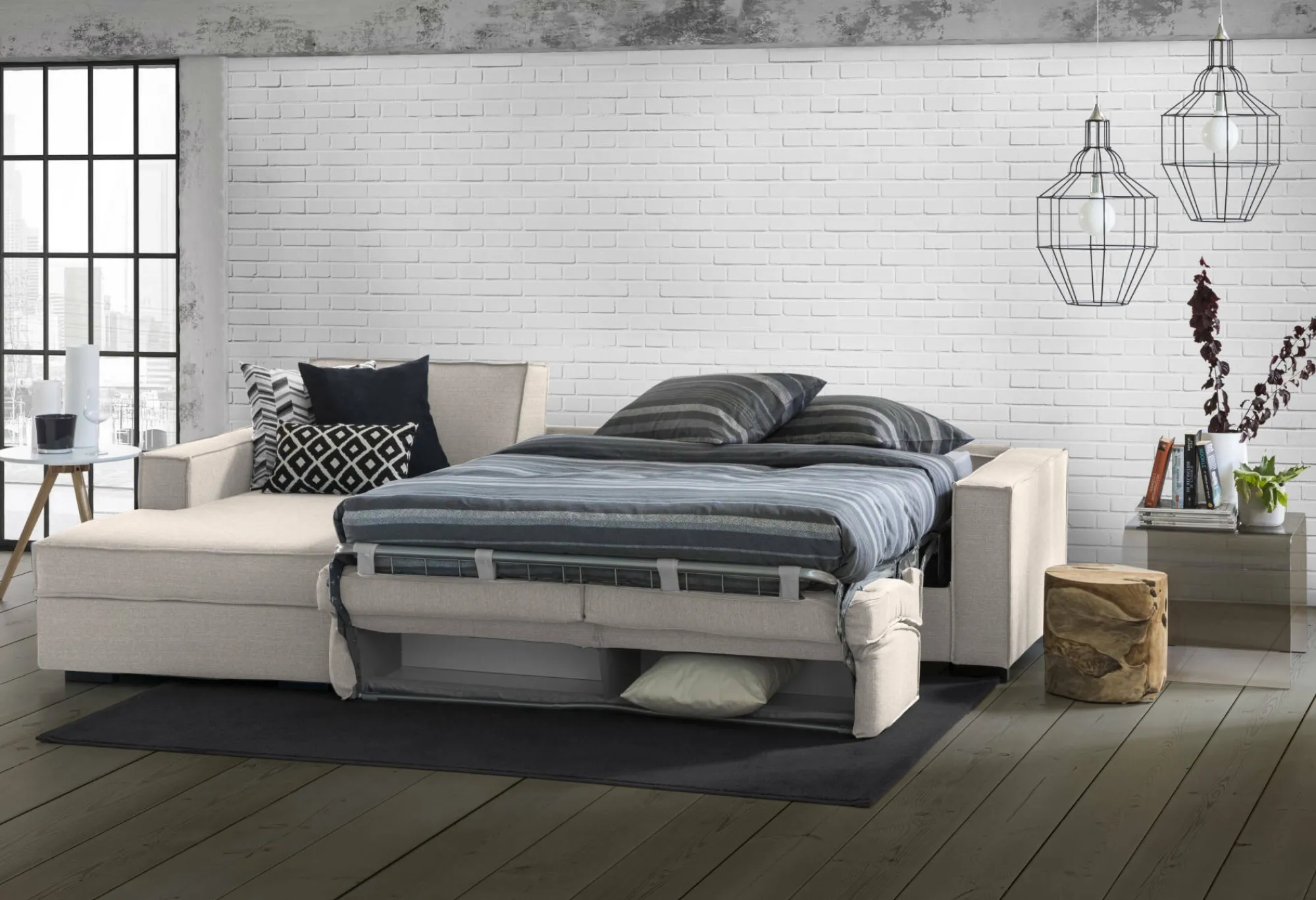 Divano letto con penisola Allaida, Cm 280x95h90,<Dmora Outlet
