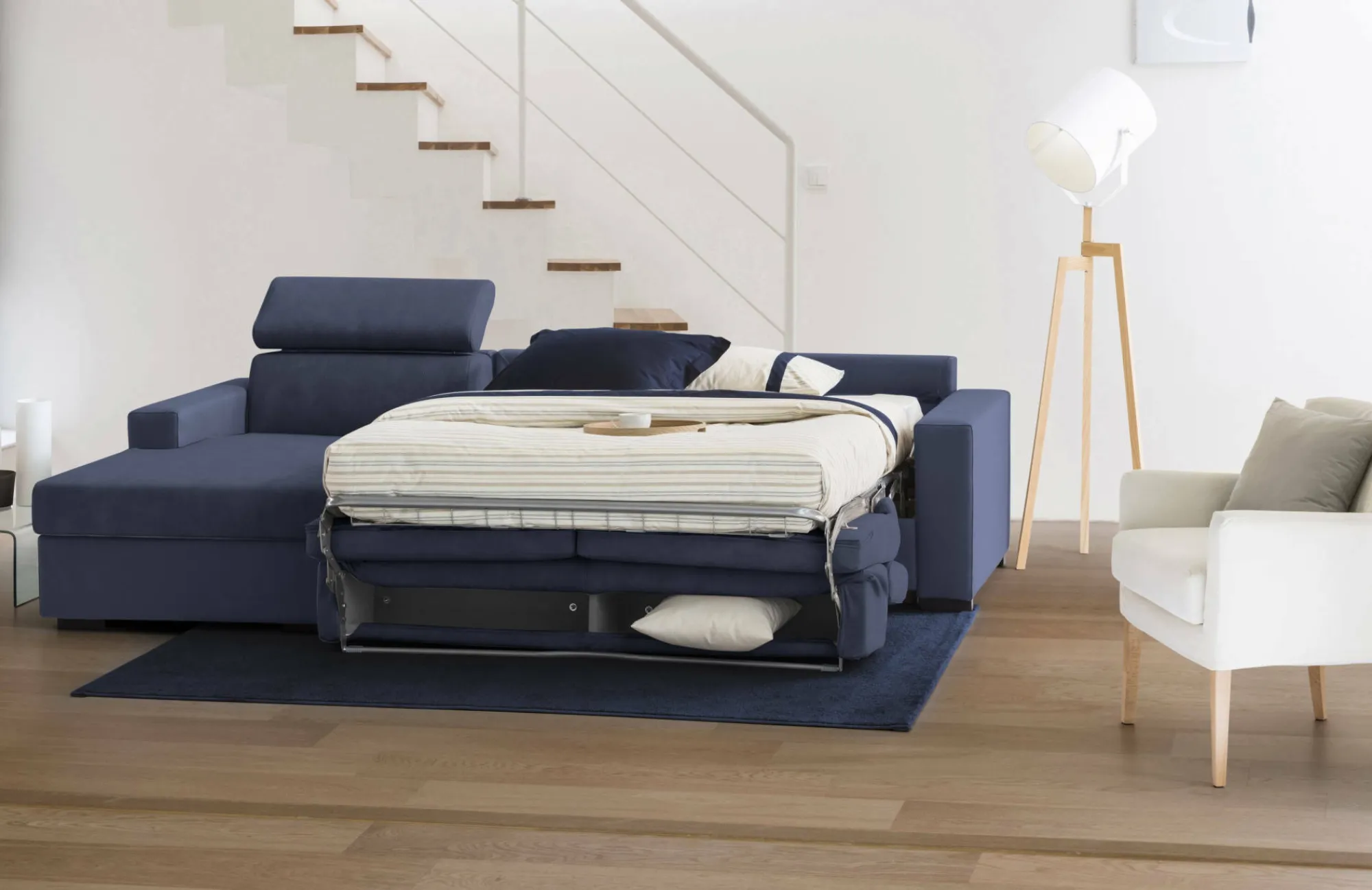Divano letto con penisola Aloet, Cm 260x95h85,<Dmora Clearance