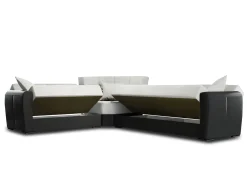 Divano letto con penisola Dgytkja, 305x238h91 cm, Nero e Grigio Chiaro<Dmora Online