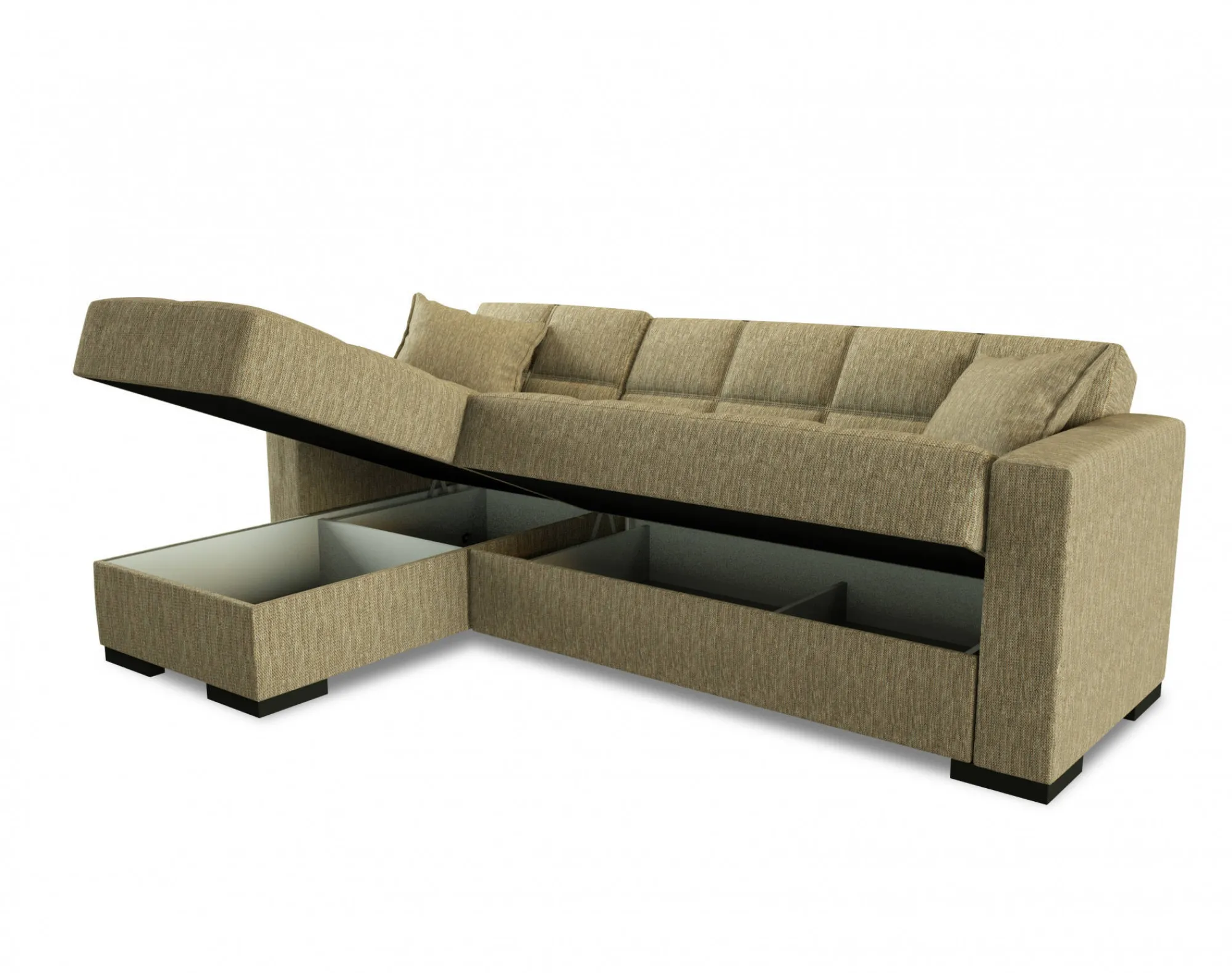Divano letto con penisola Armadillo, 230x150h81 cm,<Dmora Discount