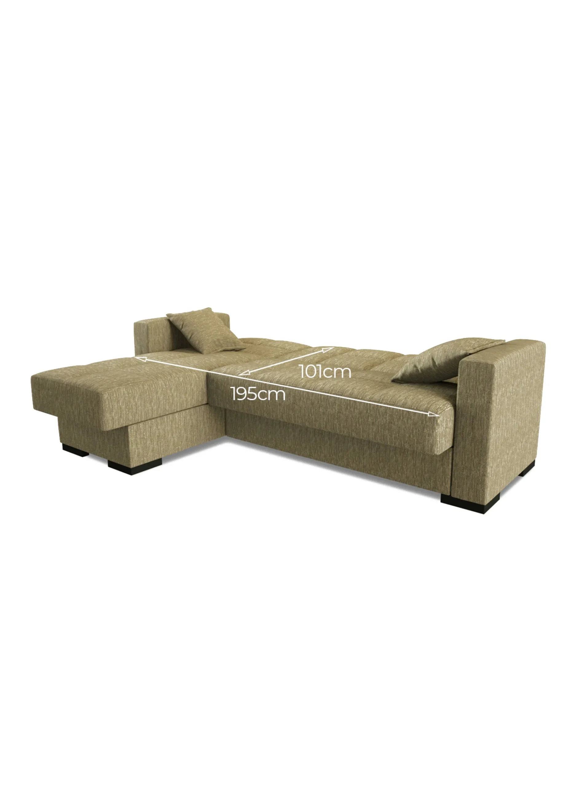 Divano letto con penisola Armadillo, 230x150h81 cm,<Dmora Discount
