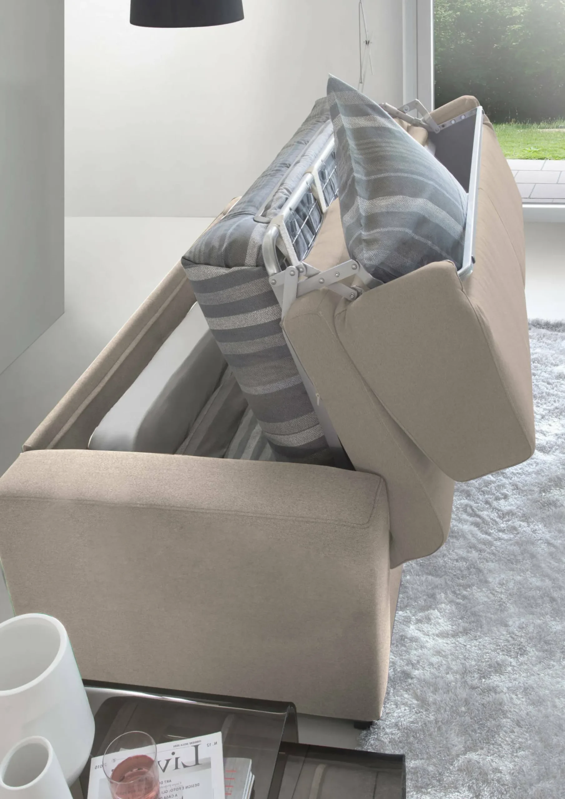 Divano letto con penisola Allaida, Cm 280x95h90,<Dmora Outlet