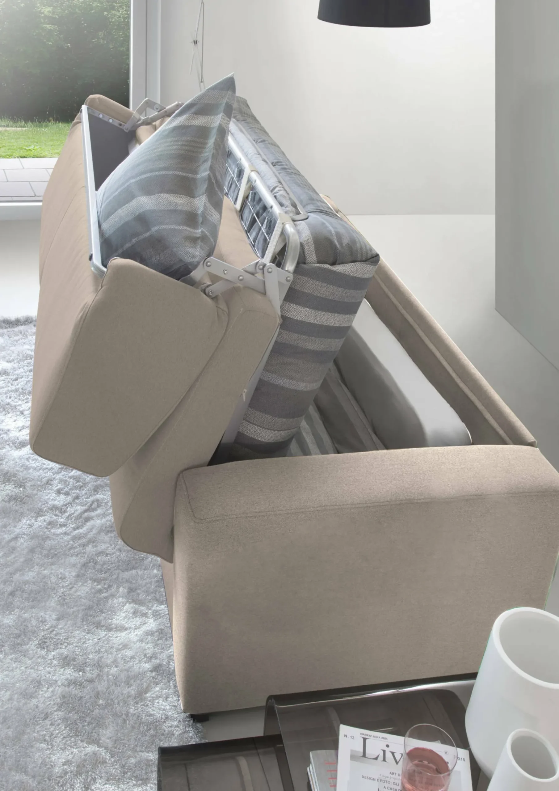 Divano letto con penisola Allegria, Cm 260x95h90,<Dmora Online