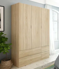 Guardaroba 3 ante Ababala, 135x52h200 cm,<Dmora Cheap