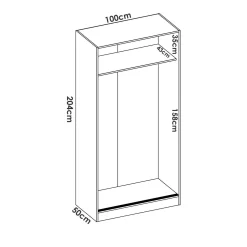 Guardaroba 2 ante Abigale, 100x50h204 cm,<Dmora Cheap