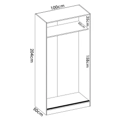 Guardaroba 2 ante Abigale, 100x50h204 cm,<Dmora Cheap