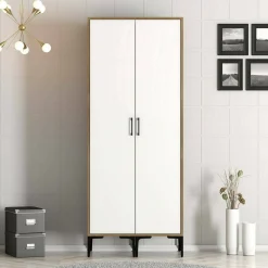 Guardaroba 2 ante Acate, 80x201h48 cm, Noce e Bianco<Dmora Flash Sale