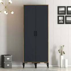 Guardaroba 2 ante Acate, 80x201h48 cm, Noce e Antracite<Dmora Hot