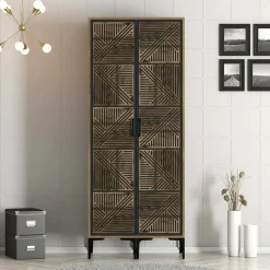 Guardaroba 2 ante Acate, 80x201h48 cm, Noce e Antracite<Dmora Flash Sale