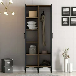 Guardaroba 2 ante Acate, 80x201h48 cm, Noce e Antracite<Dmora Flash Sale