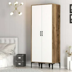 Guardaroba 2 ante Acate, 80x201h48 cm, Noce e Bianco<Dmora Flash Sale
