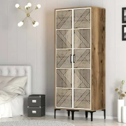 Guardaroba 2 ante Acate, 80x201h48 cm, Noce e Bianco<Dmora Online