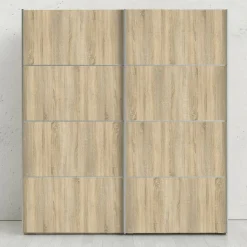 Guardaroba 2 ante Accadia, 182x64 h202 cm, Bianco e Quercia<Dmora Sale