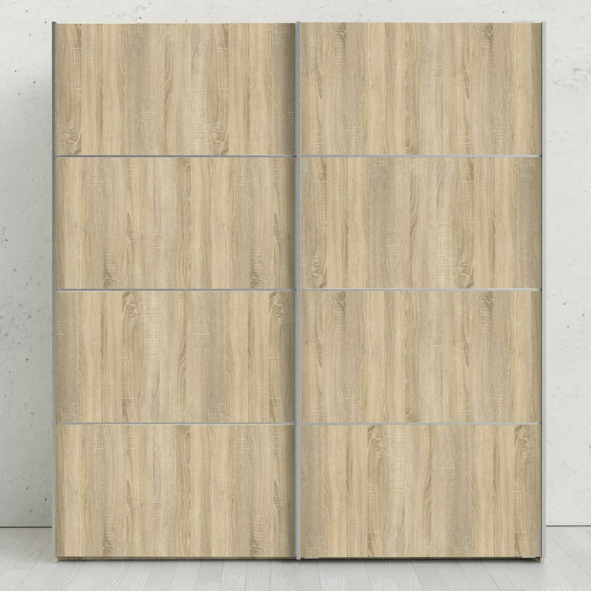 Guardaroba 2 ante Accadia, 182x64 h202 cm, Bianco e Quercia<Dmora Sale