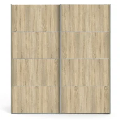 Guardaroba 2 ante Accadia, 182x64 h202 cm, Bianco e Quercia<Dmora Sale