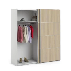 Guardaroba 2 ante Accadia, 182x64 h202 cm, Bianco e Quercia<Dmora Sale