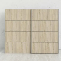 Guardaroba 2 ante Acerno, 243x64 h202 cm, Bianco e Quercia<Dmora Cheap