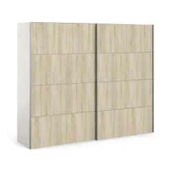 Guardaroba 2 ante Acerno, 243x64 h202 cm, Bianco e Quercia<Dmora Cheap