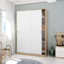 Guardaroba 2 ante Adrenalin, 120x50h200 cm, Rovere e Bianco<Dmora Cheap