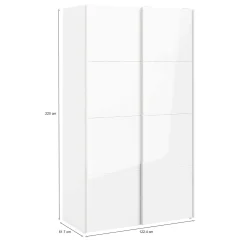 Guardaroba 2 ante Adria, 122x62 h220 cm, Bianco<Dmora New