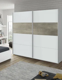 Guardaroba 2 ante Ainu, 180X60h200 cm, Bianco e Rovere<Dmora Best Sale