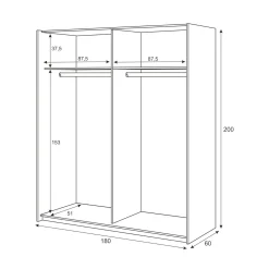 Guardaroba 2 ante Ainu, 180X60h200 cm, Bianco e Rovere<Dmora Best Sale
