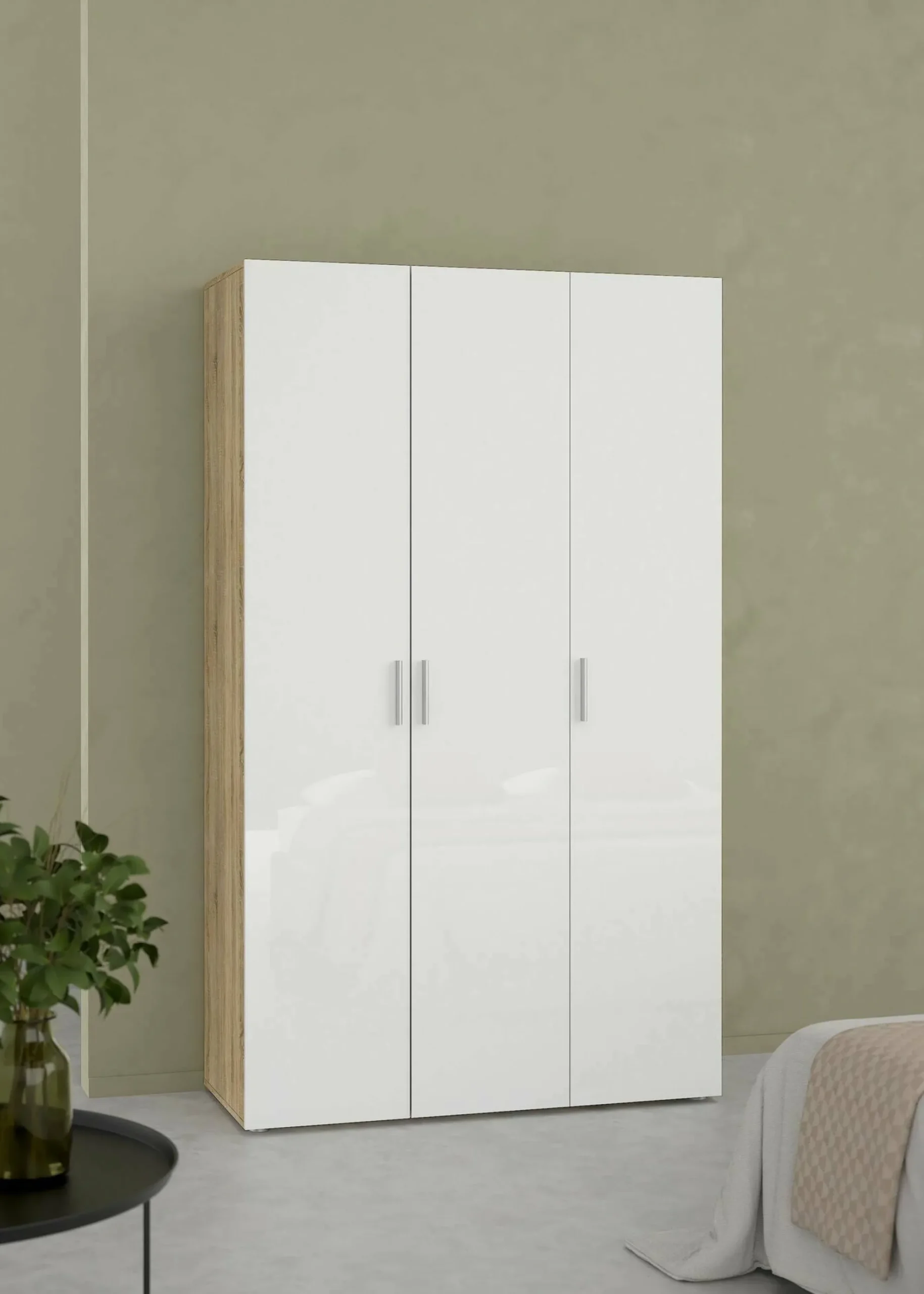 Guardaroba 3 ante Albacore, 50x118 h201 cm, Quercia e Bianco<Dmora Outlet