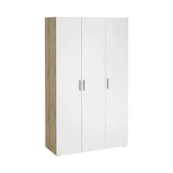Guardaroba 3 ante Albacore, 50x118 h201 cm, Quercia e Bianco<Dmora Outlet
