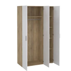 Guardaroba 3 ante Albacore, 50x118 h201 cm, Quercia e Bianco<Dmora Outlet
