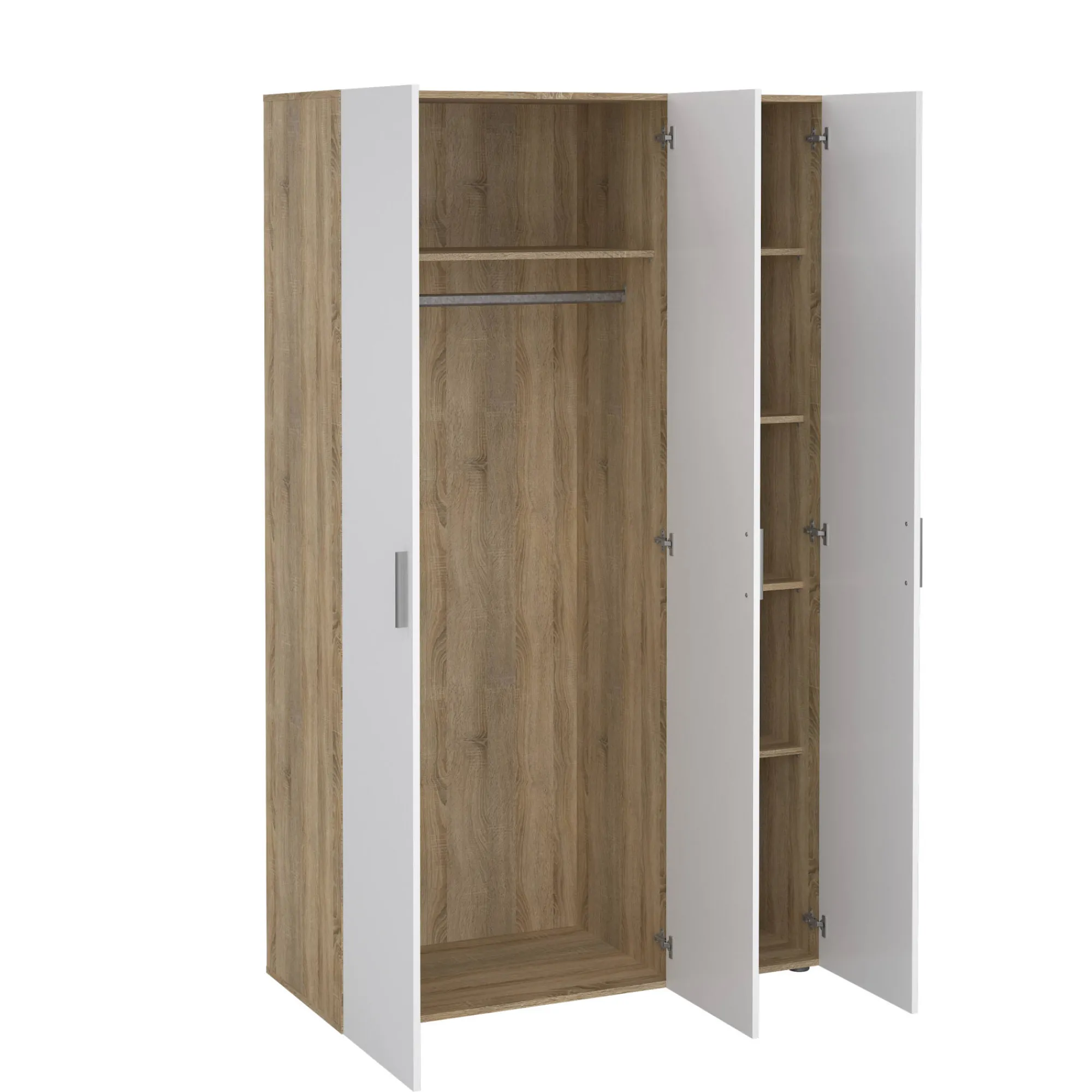Guardaroba 3 ante Albacore, 50x118 h201 cm, Quercia e Bianco<Dmora Outlet