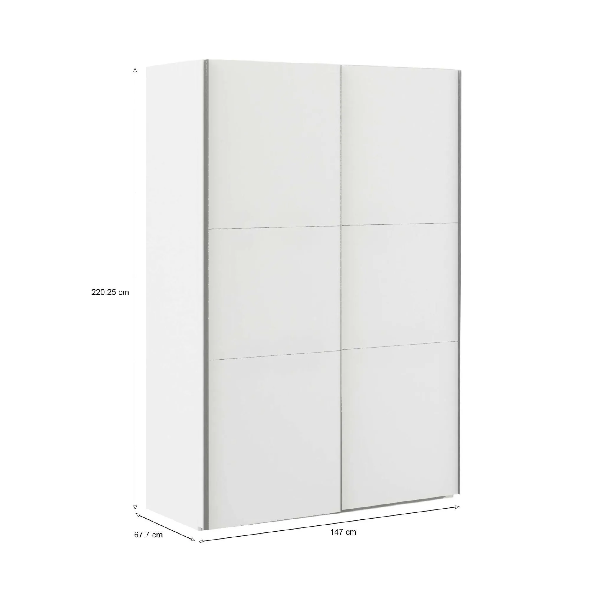 Guardaroba 2 ante Almese, 68x147 h220 cm, Bianco e Grigio<Dmora Flash Sale
