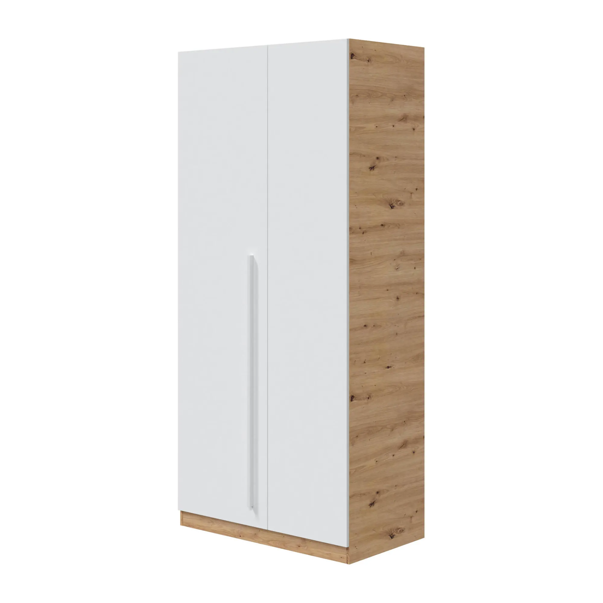 Guardaroba 2 ante Alpine, 90x52h200 cm, Rovere nodi e Bianco<Dmora Online