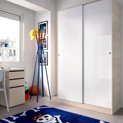 Guardaroba 2 ante Alyson, 120x50h204 cm, Bianco e Rovere<Dmora Outlet