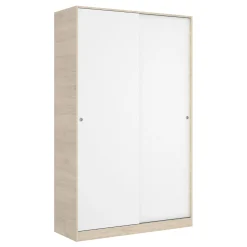Guardaroba 2 ante Alyson, 120x50h204 cm, Bianco e Rovere<Dmora Outlet