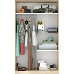 Guardaroba 2 ante Alyson, 120x50h204 cm, Bianco e Rovere<Dmora Outlet