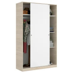 Guardaroba 2 ante Alyson, 120x50h204 cm, Bianco e Rovere<Dmora Outlet