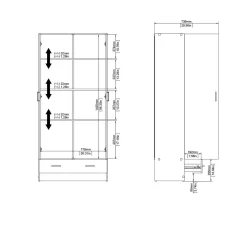 Guardaroba 2 ante Amylya, 79x36 h170 cm,<Dmora Clearance