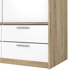 Guardaroba 3 ante Anabelle, Mobile camera da letto, Cabina armadio portabiti, Armadio appendiabiti, 181x60 h200 cm, Quercia e Bianco<Dmora Hot