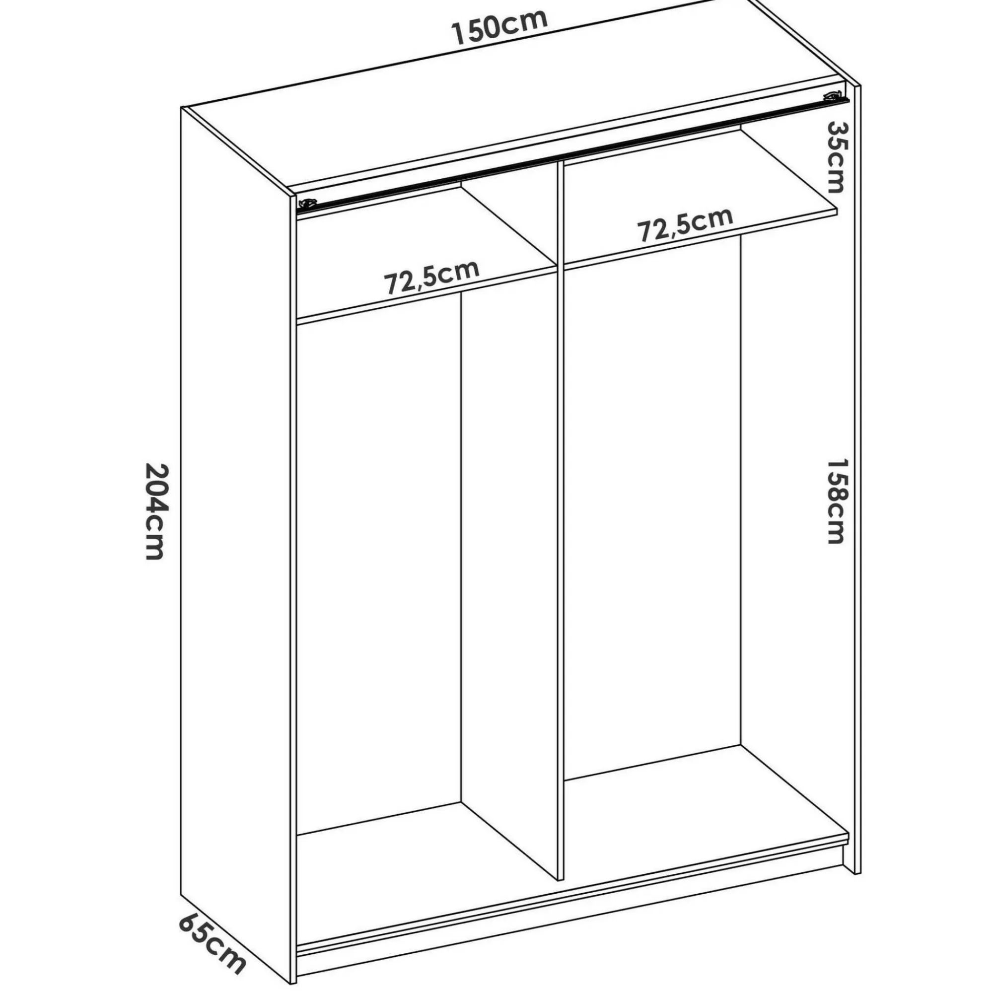 Guardaroba 2 ante Anda, 150x65h204 cm,<Dmora Flash Sale