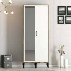Guardaroba 2 ante Anfo, 80x201h48 cm, Noce e Bianco<Dmora Flash Sale
