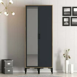 Guardaroba 2 ante Anfo, 80x201h48 cm, Noce e Antracite<Dmora Discount